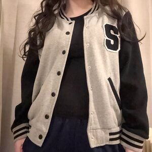 Forever 21 Black and Gray Varsity Jacket